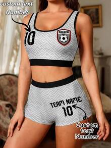 2026 World Cup Germany Football Fan Personalized Women's Customized Name Backless Crop Top And Shorts Set, Minimalist DIY Football Festival Outfit - Multicolor - View 6