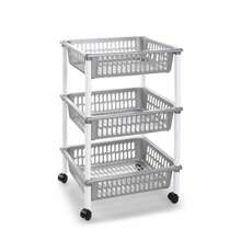 3‑Tier Rolling Storage Trolley, Large‑Capacity Hollow Basket Organizer Rack, Detachable Design, Plastic Material, Rectangular Multi‑Layer Storage Shelf, Mobile Utility Cart Suitable For Kitchen, Bathroom, Bedroom And More - Multicolor - View 14