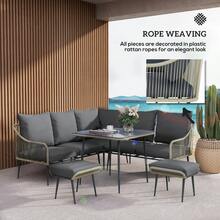 Six-Piece Rattan Strong Garden Sofa Set - Brown/Grey - T0001-01-7798 - View 4