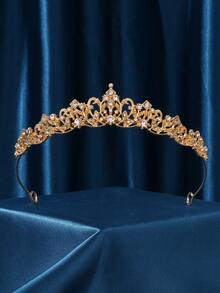 Crystal Crown Tiara For Women – Tiaras For Women With Rhinestones – Crown For Wedding Bridal, Party Crown Bride - Gold - View 4