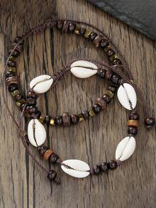 Adjustable Bohemian Style Woven Anklet, Suitable For Men Beach Holiday - Multicolor - View 3