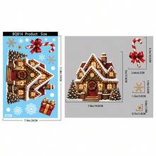 Christmas Stickers Creative Snowflake Snow House Glass Stickers Cartoon Santa Claus Static Cling Stickers, Holiday And Party Decoration Window Decals, Home Stickers Glass Window Display Decoration Wall Stickers - 1PC - View 7