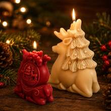 3D Christmas Reindeer Silicone Candle Mold, Embossed Xmas Tree Elk Shape DIY Wax Mould, Handmade Aromatherapy Soap Resin Craft Mold, For Holiday Gift Home Decor - Reindeer - View 7