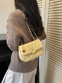 Solid Color Quilted Embroidered Women's Shoulder Bag Chain Crossbody Small Square Bag Suitable For Office School Party Commuting Business - Multicolor - View 7