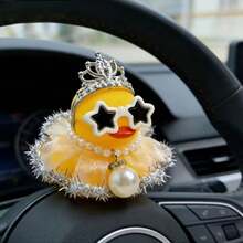 1pc Wedding Season White Dress With Five-Pointed Star Fashion Glasses, Duck Accessory Ornament, Suitable For Car And Interior Decoration, For Dashboard And Rearview Mirror, Non-Slip Design, Fun Gift For Friends, Creative Design, Holiday Gift - A - View 8