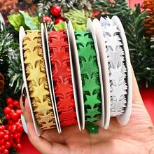 10yards/Roll 1.5cm Festive Star-Shaped Satin Ribbon Rolls In Gold, Red, White & Green - Christmas Craft Trim For Holiday Gift Wrapping, Tree Garland, - Star - View 3