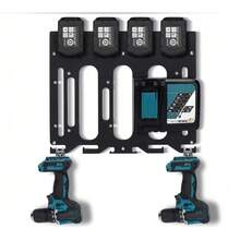Großer, wandmontierter Organizer für Elektrowerkzeuge, Halterung für robuste Bohrmaschinen, Werkzeugaufbewahrung, Batteriefach für Werkstatt, Schuppen, Keller - Blau - Übersicht 7