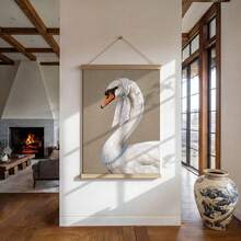 1pc Vintage Swan Canvas Wall Art Funny Animal Portrait Print Wearing Headscarf & Pearl Necklace Quirky Bird Poster Cottagecore Wall Decor For Living Room Bedroom Unframed Or Framed/Wooden Hanging - Pattern - View 6