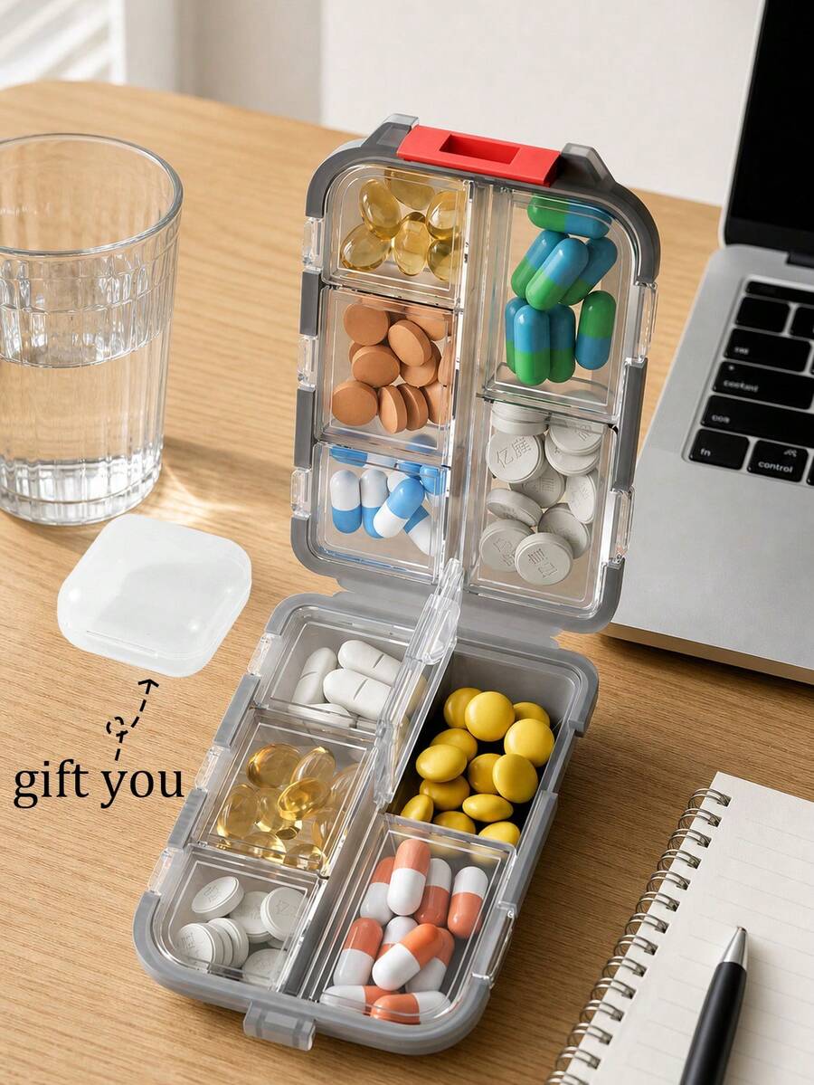 Portable Travel Pill Box, Dust-Proof & Moisture-Proof Reusable Medication Storage Box, Unisex, Suitable For Storing Vitamins - Multicolor - View 1