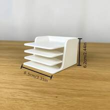 Desktop Stackable Sticky Note Storage Rack Compatible With 76*76mm Sticky Notes Home Office Desk Organizer - White - View 3