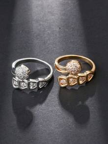1pc Fashion Cubic Zirconia Round Ball Women's Ring, Gold/Silver Dual Color Optional, Open Adjustable Band, Suitable For Daily Wear, Evening Parties And Banquets - Ball Ring - View 1