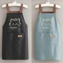 1 buah Celemek Dapur Kartun Beruang/Kucing Ceri Lucu Tahan Air & Tahan Noda - Celemek Tahan Air PVC, Tidak Perlu Dicuci, Kain Tahan Noda yang Tahan Lama, Cocok untuk Memasak, Memanggang, dan Membakar, Dapat Digunakan di Dapur Rumah dan Restoran - MultiWarna - View 5