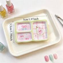 1pc Mini Strawberry & Pear Pattern Nail Art Gel Color Palette 2-In-1 Watercolor Palette & Nail Glitter Storage Box Multi-Functional Nail Art Rhinestone & Pearl Storage Tray - Multicolor - View 9