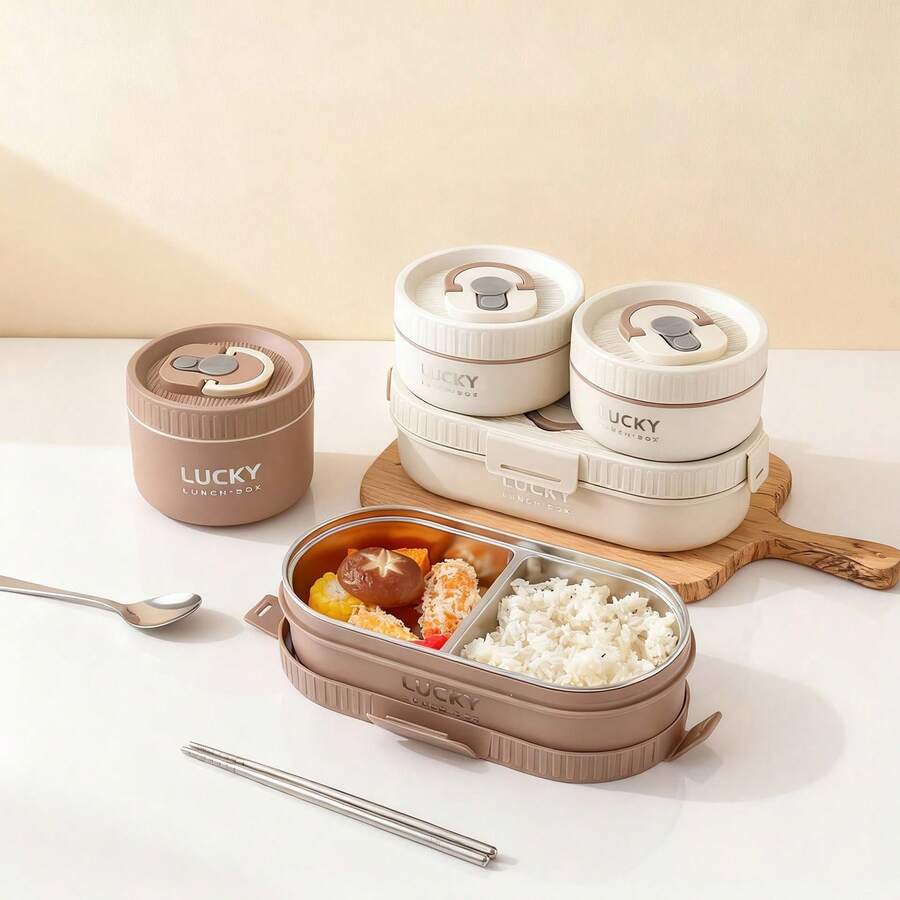 304 Stainless Steel Bento Box Adult, Microwavable Lunch Containers With Lids, 2 Compartment Meal Prep Containers, Leakproof Metal Lunch Box, Travel Food Containers, Divided Lunch Bowls For Student, Japanese Bento Box
