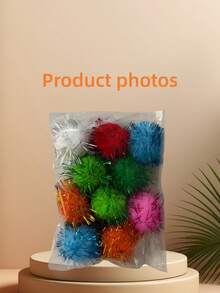 100pcs Cat Toy Balls, Random Colors, 2.5cm Plush Balls, Pet Cat Toy Balls, Plush Stress Relief Interactive Toy Balls - Multicolor - View 11