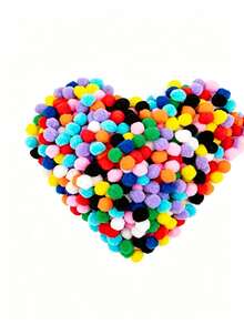 300pcs Super Bright Colorful Pom Poms, Handmade Pom Poms Suitable For Crafts, Hobbies, Halloween/Christmas DIY Decorations, School Art Projects And Activities - Multicolor - View 3