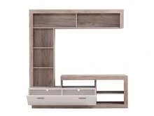 Dmora Moggio - Parete Attrezzata, 171x42x171h cm Marrone Rovere Grigio, 7 Ripiani - Castano - Visualizzare 5
