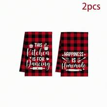 1pc Red Buffalo Plaid Kitchen Theme Hand Towel, - Durable Polyester Fabric, Suitable For Daily Use, Party, Home Decor, Theme Party And Gathering Decoration Towel - Multicolor - View 12