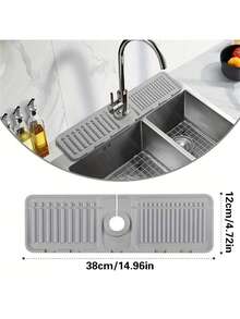 1pc Silicone Faucet Drip Pad, Protective Mat, Sink Splash Guard, Anti-Slip Water-Repellent Drying Mat, Trimmable Size, Suitable For Various Faucet Styles, Kitchen, Bathroom, Homestay, Hotel - Multicolor - View 2