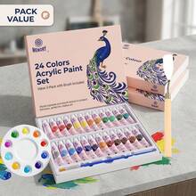 12/24 Colors 5ml Acrylic Paint + Palette Knife + Mixing Palette, Suitable For Painting Learning, Glass Painting Creation And Office Supplies Design - Acrylic Paint - View 13