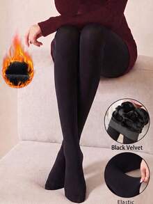 80g/220g/300g Women's Sexy Black Tights, Business Sexy Slim Fit Pantyhose, Suitable For Spring, Autumn And Winter, Warm Lined Leggings - Black - View 4