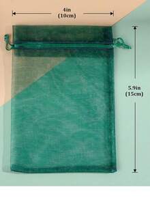 10/20/50PCS Christmas Organza Gift Bags, 4x6 Inch Red And Dark Green Drawstring Mesh Bags For Candy, Jewelry, Wedding Favors, Party Gift Wrapping - red green - View 7