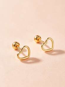 A Pair Of Minimalist, Versatile Heart-Shaped Cutout Stud Earrings, Suitable For Casual Everyday Wear. - Multicolor - View 7