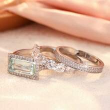 Vintage Geometric 3pcs Adjustable Stackable Exaggerated Ring Set, Women's Daily Fashion Gift Rings - Silver - View 5
