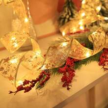 2/5/10M LED Christmas Tree Ribbon Lights, Battery Powered, Suitable For Christmas Wedding Holiday Decoration, Santa Claus Theme Lighting Halloween - Battery Box Christmas Ribbon - View 7