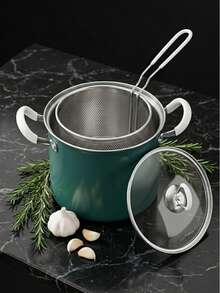 MiLaiWP Stainless Steel Pasta Pot, Fryer, Cooking Pot Set With Glass Lid And Strainer Rack, Japanese Tempura Frying Pan, Perfect For Cooking Delicious Dishes, Ideal For Frying French Fries, Fried Chicken And More, Suitable For All Types Of Cooktops - View 5