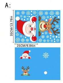 2pcs Christmas Decorations Christmas Window Stickers Reindeer Santa Claus Pattern Showcase Windows Glass Doors Corridors Christmas Atmosphere Scene Thanksgiving Theme Party Decoration Home Decoration - multicolor - View 2
