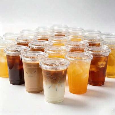 High-Transparency Textured Beverage Cup, Direct Drinking. Straw Compatible. Comes With Lid, Clear Body Showcases Beverage Color, Suitable For Milk Tea, Fruit Tea, Iced Coffee And Other Cold Drinks, Tea Shops, Home Gatherings, Outdoor Leisure, Stackable Storage Saves Space, Practical And Beautiful For Daily Tea Drinks
