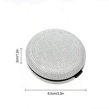 1pc Rhinestone Euro Coin Storage Box, Portable Compact Coin Purse With Makeup Mirror, Women's Shiny Rhinestone Coin Pouch For Travel - Multicolor - View 5