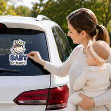 1pc Baby Stroller/Car Window And Bumper Sticker - Waterproof, Cartoon Design, Durable Plastic Material, Easy To Peel And Stick, For Children's Vehicle Protection - Multicolor - View 1