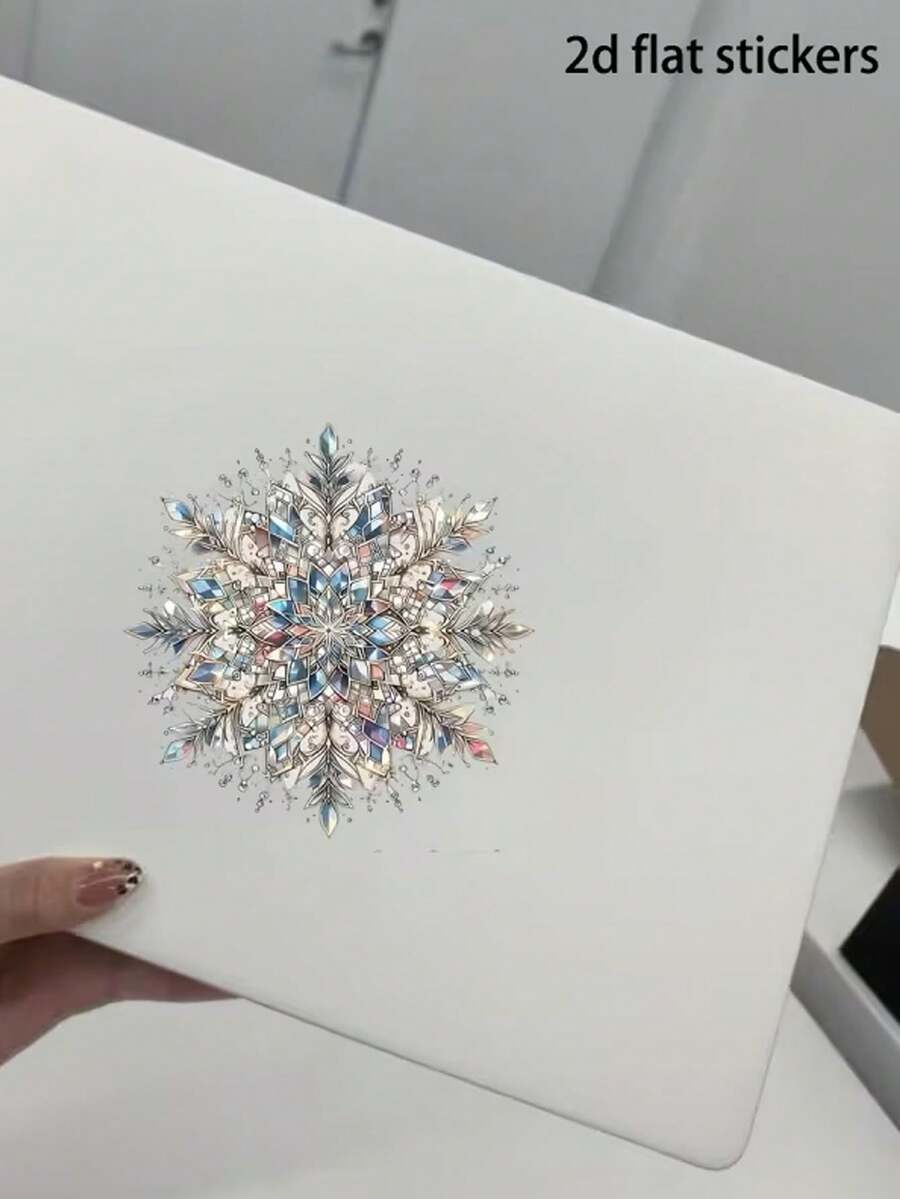 1pc 2D Flat Colorful Christmas Snowflake Sticker, Suitable For Car, Laptop, Water Bottle, Truck, Phone, Motorcycle, Window, Wall And Mug, Holiday Party Decoration, Christmas Home Decor And Party Favor - one-size - View 1