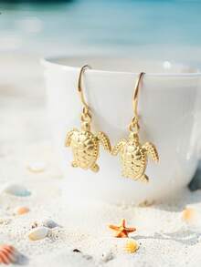 1Pc Adjustable Open Turtle Ring,Ocean Style Natural‑Look Jewelry,Daily Office Weekend Wear,Women Gift. No Box. - Gold - View 7