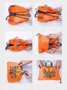 Ransel Lipat Motif Guru yang Menyenangkan, Tas Penyimpanan Genggam Ringan, Ransel Perjalanan Portabel, Saku Resleting Depan Praktis dengan Desain Saku Jala Ganda di Samping, Kompartemen Utama Kapasitas Besar untuk Mudah Dilipat dan Dimasukkan ke dalam Tas Pribadi, Cocok untuk Perjalanan dan Perjalanan Jarak Pendek Ringan, Ideal untuk Guru dan Komuter Harian yang Mencari Perjalanan Ringan, Barang Penyimpanan Praktis untuk Semua Musim, Hadiah Penuh Perhatian yang Sempurna untuk Apresiasi Hari Guru dan Perlengkapan Perjalanan Kembali ke Sekolah - MultiWarna - View 9