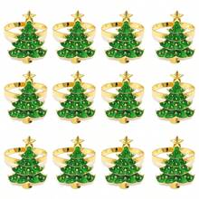 8/12 cái vòng giữ khăn ăn hình cây thông Noel màu xanh, trang trí bàn tiệc, giá giữ khăn ăn hình cây thông Noel, đồ trang trí lưu trữ khăn ăn, phù hợp trang trí nhà cửa, dụng cụ bày bàn tiệc khách sạn - màu xanh lá - Xem 13