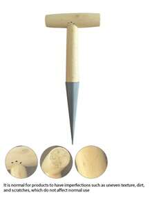 T Shape Wooden Handle Dibber Garden Tool, Stainless Steel Tip Hand Seedling Bulb Planter, Manual Soil Puncher Dibbler For Planting Flower Bulbs Seed Transplanting Gardening Supplies - Multicolor - View 7