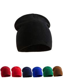 1pc Women's Solid Color Y2K Hip Hop Knitted Beanie, Double Layer Warm Neutral Fashion Casual Brimless Hat, Suitable For Daily Street Punk Style - Multicolor - View 4