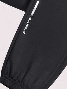 1pc Women's Autumn/Winter Soft Comfortable Breathable Running Fitness Sports Casual Printed Jogger Sweatpants - Black - View 5
