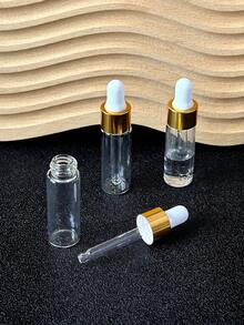 3pcs Clear Glass Dropper Bottles With Multi-Color Caps, Essential Oil Perfume Travel Refill Empty Bottles - Multicolor - View 2