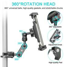 LRBH Tablet Holder GPS Mount, Compatible With Treadmill/Exercise Bike/Stroller/Wheelchair/Golf Cart/Pole/Music Stand/Fitness Bike, 360° Adjustable Installation, Fits 4.7~12.9 Inch Phone/Tablet/Nexus/Fire HD/E-Reader/Switch - View 8