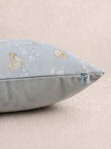 1PC/2PCS Vintage Butterfly Pillow Case, Natural Chenille Floral Pattern Rectangular Pillow Case, Soft & Luxurious, Neutral Tone Accents, Suitable For Living Room And Bedroom - Baby Blue - View 5