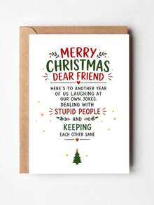 OBOVAY 1pc Funny Christmas Greeting Card, Merry Christmas Card For Friends, Humorous Friendship Holiday Card, Dedicated To Best Friend - A - View 3