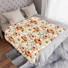 1pc Autumn Leaf Pumpkin Plaid Comfortable Flannel Blanket - Breathable And Soft, Suitable For Sofa And Camping, Suitable For All Seasons, Lightweight Flannel Throw Blanket For Your Loved Ones, Wonderful Holiday Gift, 2D Flat Print Pattern, 2D Flat - Multicolor - View 8