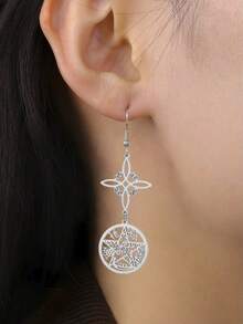 LIKGREAT 1pc Stainless Steel Tetragramaton Pendant Earring For Women Amulet Protection Earrings With Witch Knot Charm Jewelry - Fashion Series - View 7