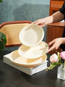 PET Material Durable Tray, Suitable For Snacks, Candy, Fruit, Dried Fruit And Nuts - Perfect For Home Living Room Decor, Weddings, Parties And Various Holiday Occasions - Beige - View 1