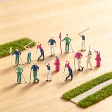 1:50 Hand Painted Mini Golfer Figurines, Tiny Golf Player Mini Figures With Golf Bag Flag, Dollhouse Mini Accessory, Mini Golf Diorama Layout Decor, Hobby Model Collection Gift(Random Color) - 1:50 Golf Ball Color Figure Set - View 4