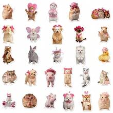 54PCS Cute Pink Pet Stickers Cute Funny Animal Stickers Colored Kawaii Cat Stickers Vinyl Waterproof Stickers For Water Bottle,Computer,Laptop,Phone,Luggage,Notebook,Fridge - Multicolor - View 5